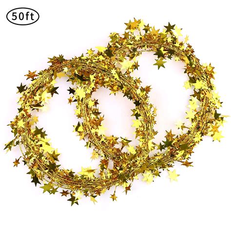 Star Wire Garlands 50 FT gold Star Tinsel Garlands for Crafts and ...