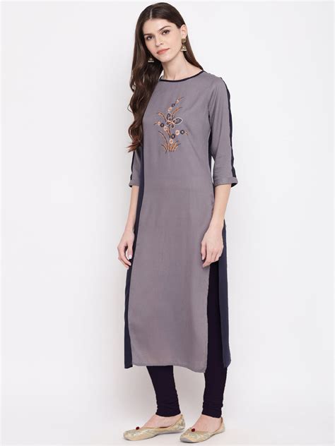 Women's Blue & Grey Kurta By Vbuyz- (1Pc Set) – Trendia