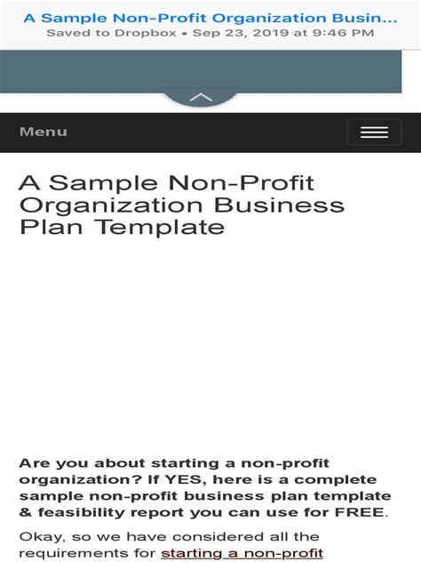 Completye Example Business Model Matrix for a Non-Profit 的图像结果