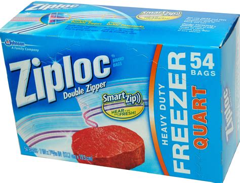 Ziploc Double Zipper Plastic Quart Freezer Bags - 54 Count, Locks in ...