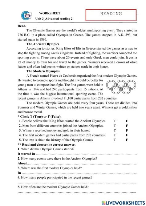 Advanced Reading Comprehension Worksheets 的图像结果
