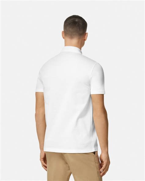 Embroidered Polo Shirt White | VERSACE IN