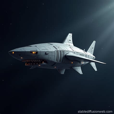 Shark-Shaped Robotic Spaceship's Journey | Stable Diffusion Online