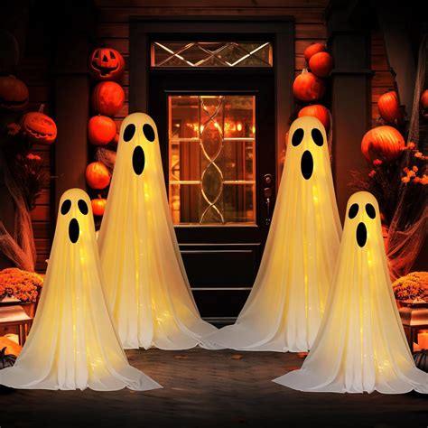 Amazon.com: Tujoe 4 Set Halloween Ghost Decorations Indoor Outdoor DIY ...
