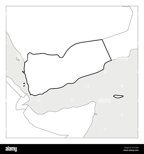 Map of Yemen black thick outline highlighted with neighbor countries Stock Vector Image & Art ...