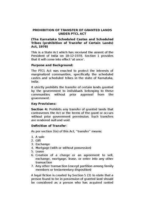 Prohibition of Transfer of Granted Lands Under PTCL Act: Key Insights ...