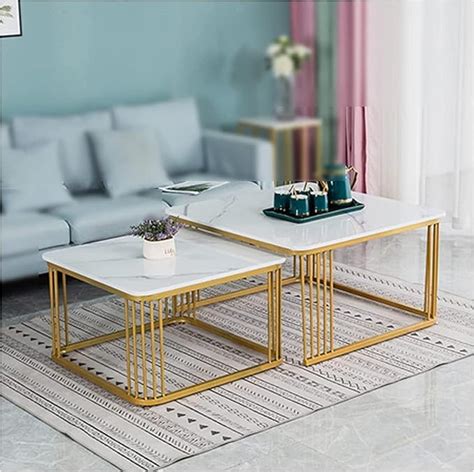 Heritage Crafters Square Coffee Table Nesting Nesting Table with Iron ...