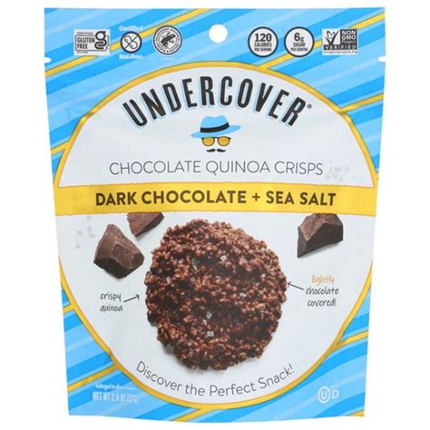 Undercover Quinoa Dark Chocolate, Sea Salt Crispy Snack, Gluten-Free, 2 ...