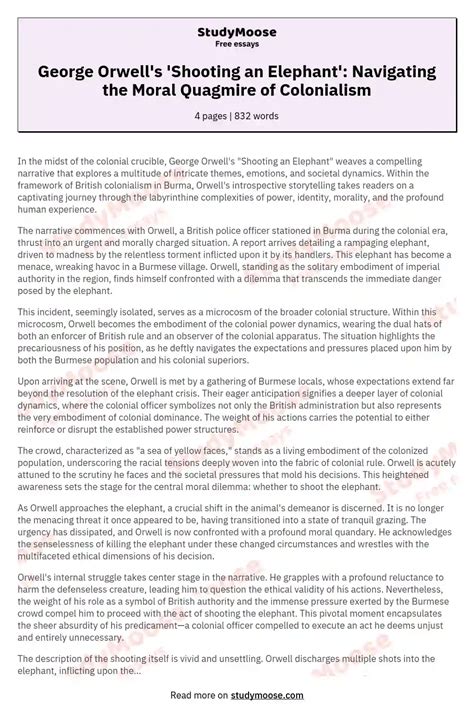 George Orwell's 'Shooting an Elephant': Navigating the Moral Quagmire ...