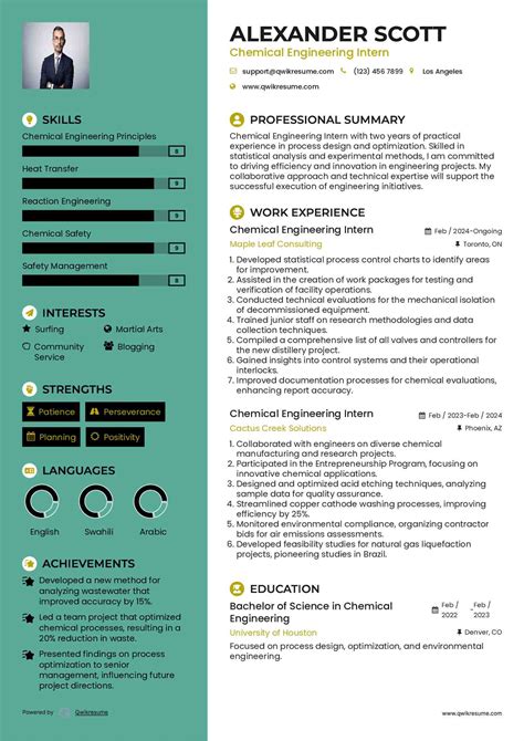 10+ Chemical Engineering Intern Resume Samples & Templates for 2025