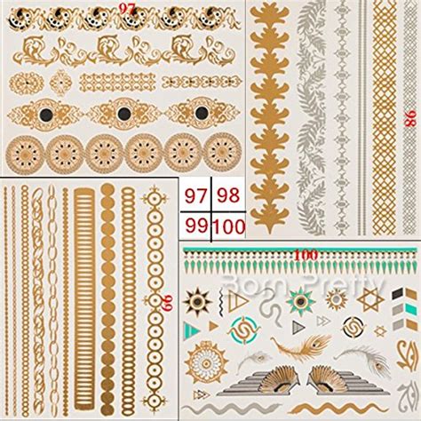 Generic 1 Sheet Chain Leaf Feather Tattoo Decals Body Art Decal ...