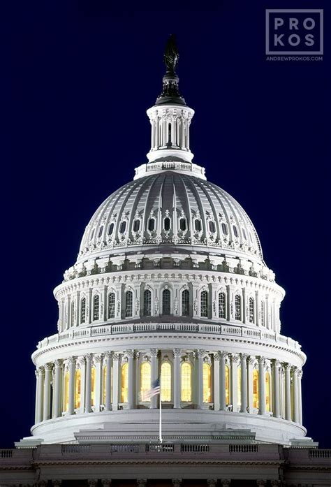 View of the U.S. Capitol Dome at Night - Framed Architectural Photo by ...