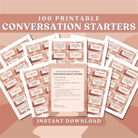 Buy Printable Boho Conversation Starter Cards: 100 Epic Chat Prompts ...
