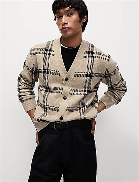 Buy Checked V-Neck Cardigan at Marks & Spencer