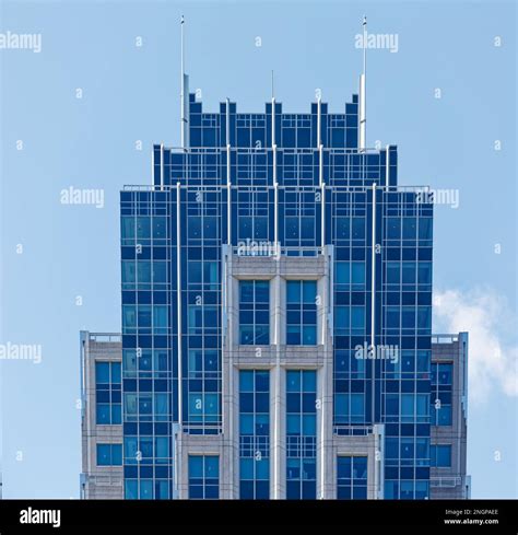 Blue glass caps the cast stone tower of State Street Financial Center ...