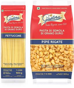 Gustora Durum Wheat Semolina Fettuccine & Pipe Rigate Pasta Combo ...