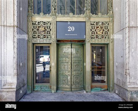 NYC Financial District: Ornate doorway to 20 Exchange Place, on the ...