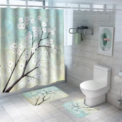 UMAI Shower Curtain (180X180 cm) & Bathmat 3 Pcs Set|6ft|Creative ...