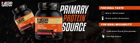 Megagrow Whey Protein Concentrate 1kg Chocolate Flavor,28 Servings-24g ...