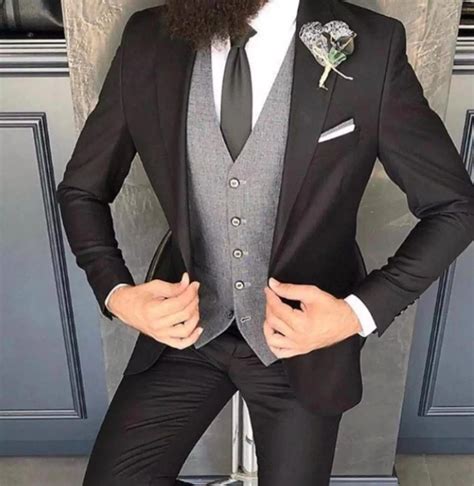 Black Suit And Grey Vest