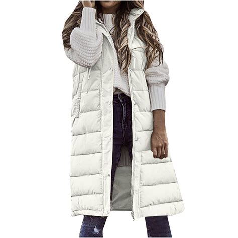 Hfyihgf Oversized Long Down Vest for Women Outdoor Coats with Hood Long ...