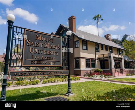 Los Angeles, APR 2: Exterior view of beautiful building of Mount Saint ...