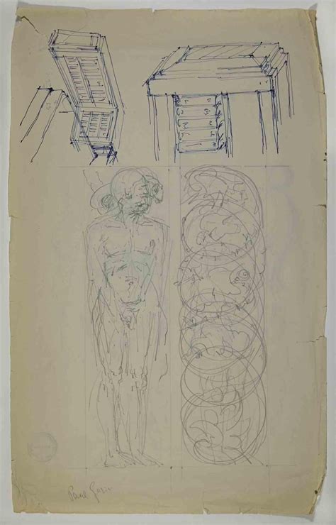 Paul Garin - Nude - Pencil Drawing by Paul Garin - 1950s For Sale at 1stDibs