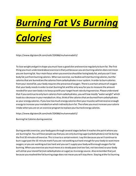 Burning fat vs burning calories | DOCX