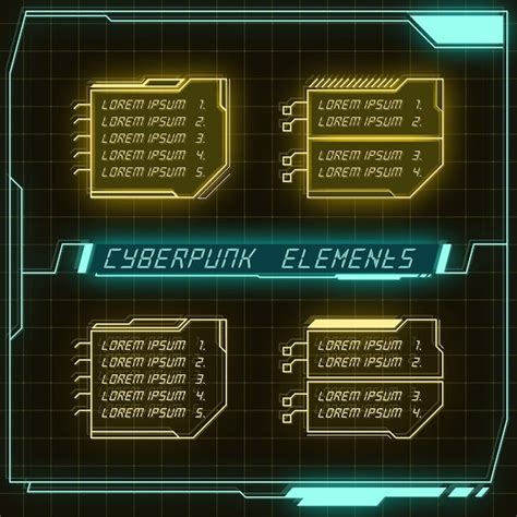 Scifi futuristic panel collection of hud elements gui vr ui design ...