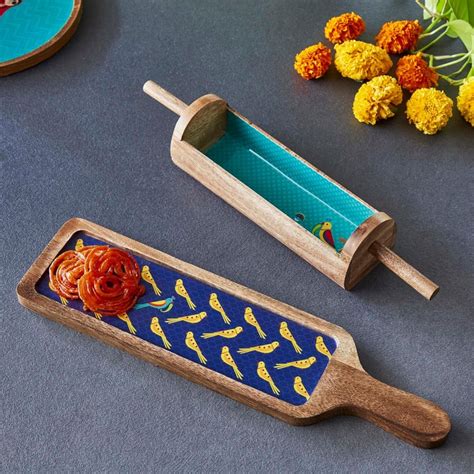 Buy Showstopper Loire Printed Mango Wood Serving Platter - Set of 2 ...