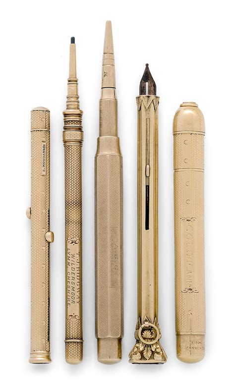 A collection of five Samson Mordan propelling pencils and pens ...