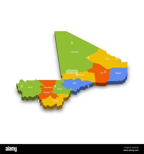 Mali political map of administrative divisions - regions and capital ...