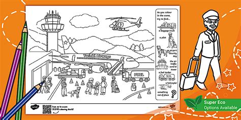 Airport Colouring Scene (teacher made) - Twinkl