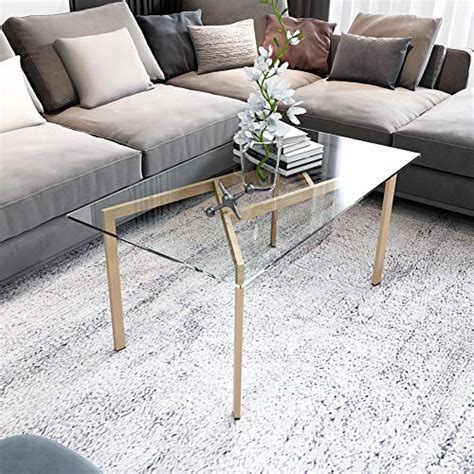 Geom Inspired Glass Rectangle Clear Glass Coffee Table Geom Retro ...