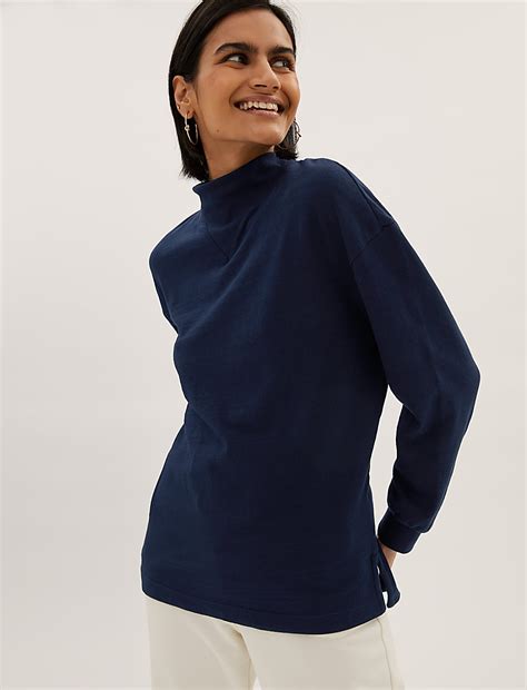 Buy Pure Cotton Longline Sweatshirt at Marks & Spencer