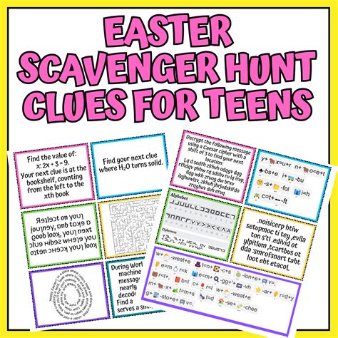 Easter Scavenger Hunt Clues Printable Printable Word Search