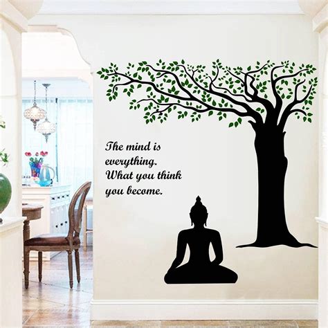 Sticker Hub Meditating Buddha Floral Vinyl Wall Stickers (BS113 ...