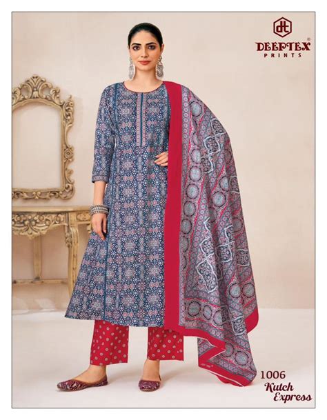 Deeptex Kutch Express Vol 1 A Line Cotton Readymade Dress Set