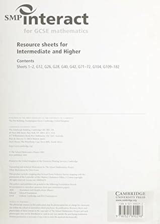 SMP Interact for GCSE Mathematics Resource Sheets for Intermediate and ...