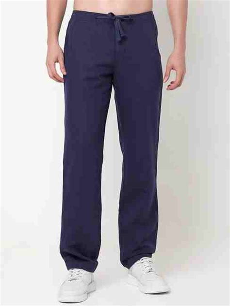 Straight Fit Solid Linen Cotton Trousers
