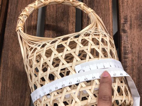 Buy Bamboo Basket Striped Woven Home Decor Fruit Display Gift Container ...