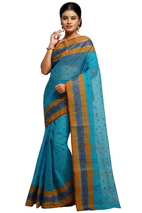 BENGAL HANDLOOM Women's Tangail Cotton Tant Saree Model 5 with Butta ...