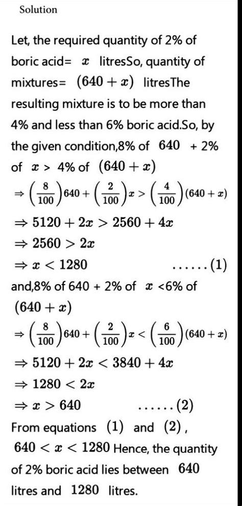 A solution of 8% boric acid is to be diluted by adding a 2% boric acid ...