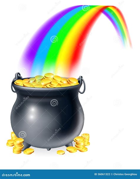 Pot of Gold at the End of the Rainbow Stock Vector - Illustration of ...