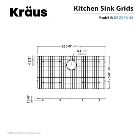 Kraus 15.58-in x 32.58-in Back Center Drain Stainless Steel Sink Grid ...