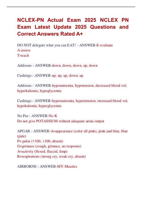 NCLEX-PN Actual Exam 2025 NCLEX PN Exam Latest Update 2025 Questions ...
