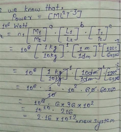 Express 1 mw power in a system whose fundamental units are 10kg, 1dm ...