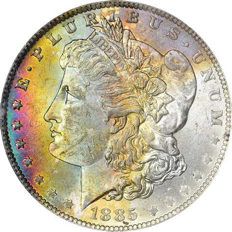1885-O $1 Morgan Silver Dollar Coin PCGS MS63 Amazing Toning