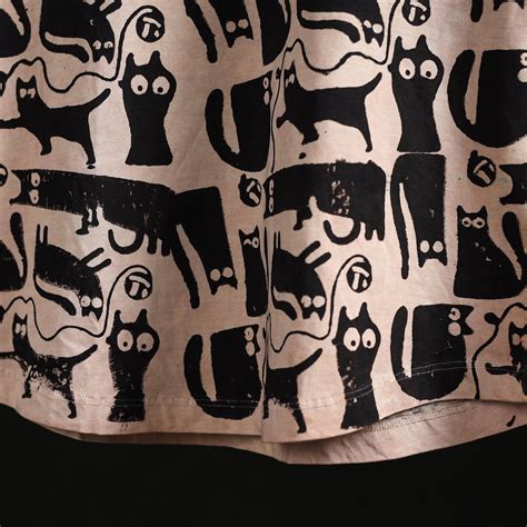 Beige Natural Dyed Bindaas Hand Block Art Printed Cotton V Neck T-shirt ...