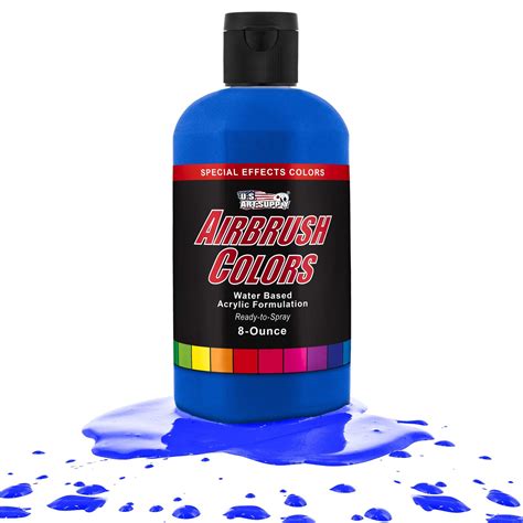 U.S. Art Supply Neon Blue Acrylic Special Effects Airbrush Paint - 8oz ...